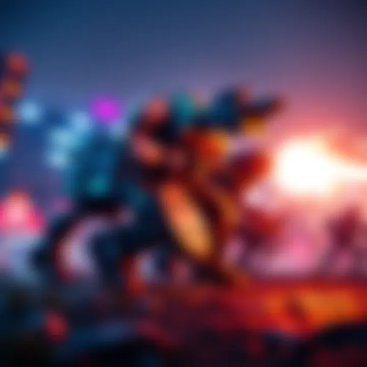 A tank character in Overwatch protecting teammates while engaging enemies