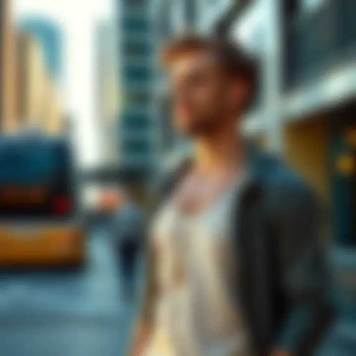 A man with a sun-kissed tan standing in a casual outfit, looking thoughtful in an urban setting.