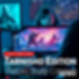 Gamers looking concerned over a computer screen with game graphics and chat forums open