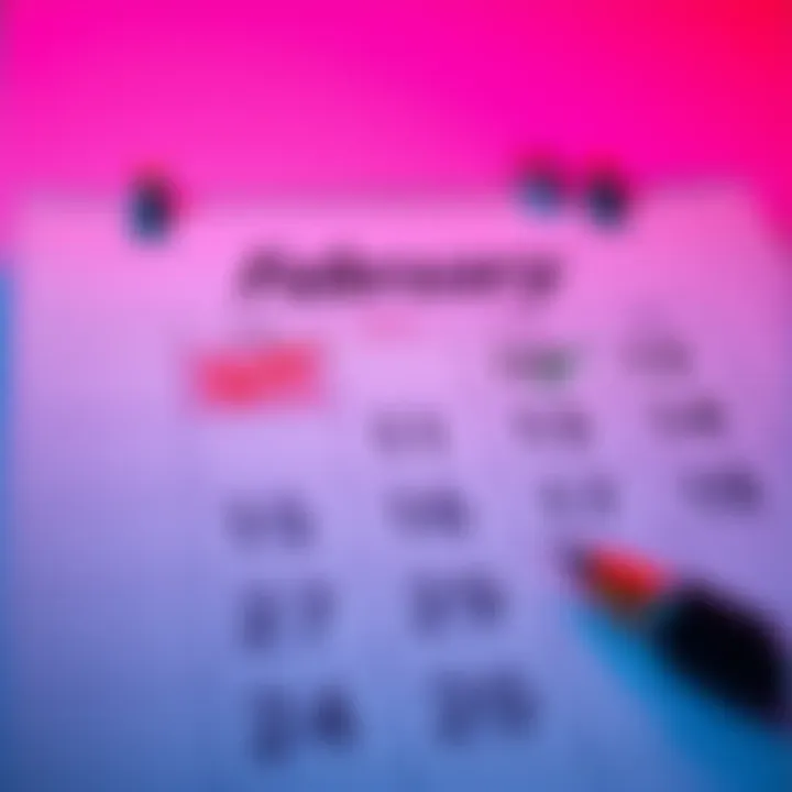 A calendar page showing February with checkmarks indicating completed tasks