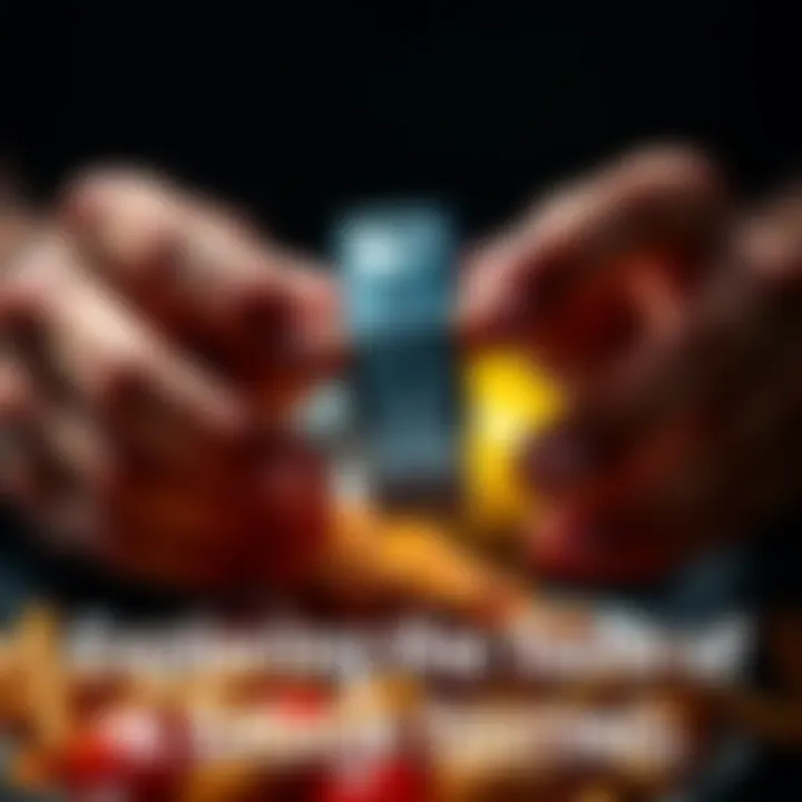 A close-up of hands holding a Switch 2 cartridge with some food items around it, illustrating the taste testing experience