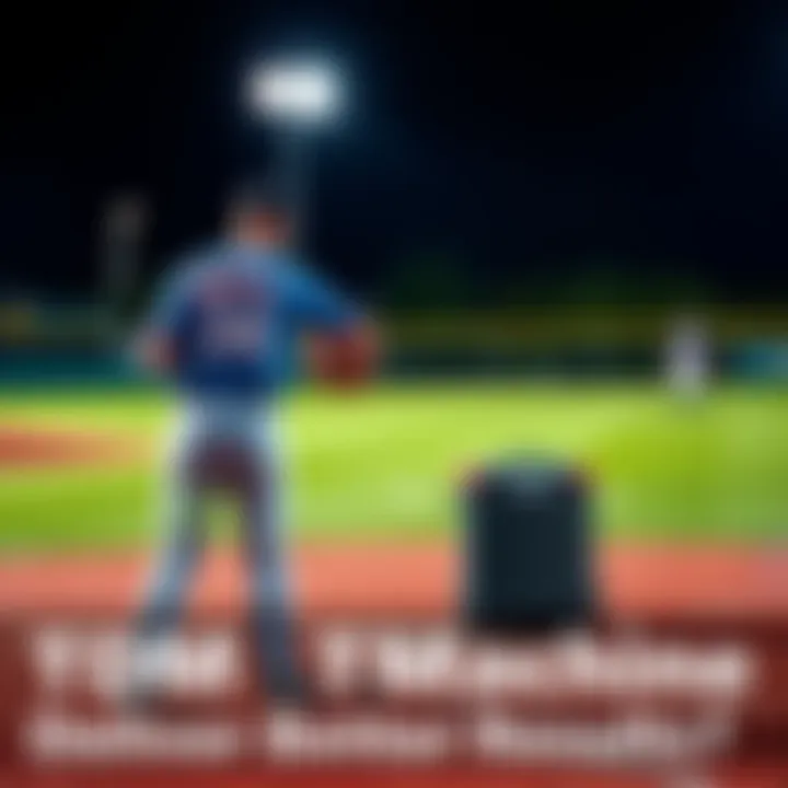 A player practices pitching using the TDM pitch machine at a baseball field