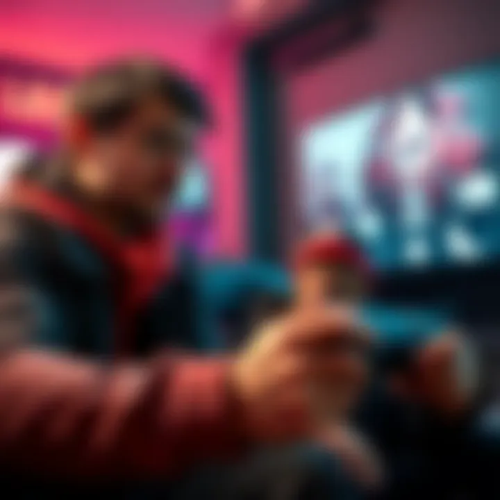 Teaching Killer Role in Online Games A person helping a friend learn how to play the killer role in a PS5 game, showing a controller and focused expressions