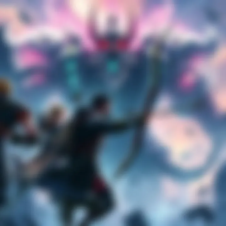 A team of players, including MistaBeast, Archer, and SypherPK, faces off against the Mythic Storm King in an action-packed scene, showing determination and strategy during the game.