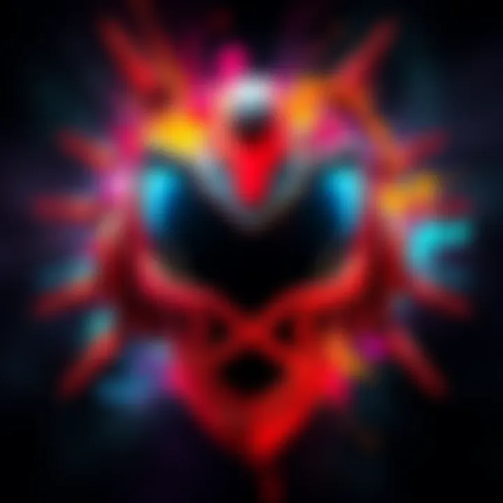 A digital art piece highlighting the clash between AI-generated graphics and traditional creativity, with expressive colors and shapes representing artistic debate.