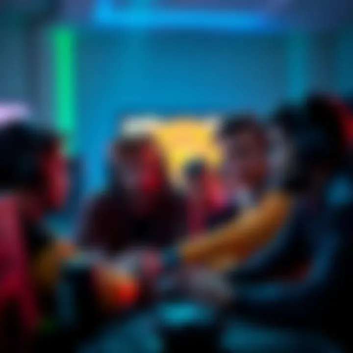 A group of players frustrated during a gaming session, with one person talking through a headset and others looking confused