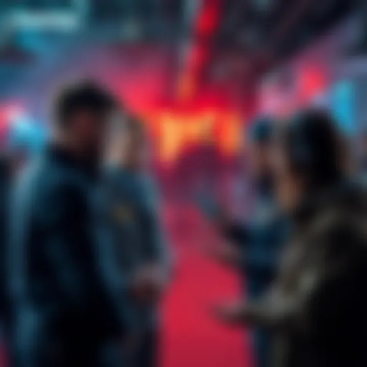 A group of team members engaged in a serious discussion while addressing unexpected challenges in a chaotic setting