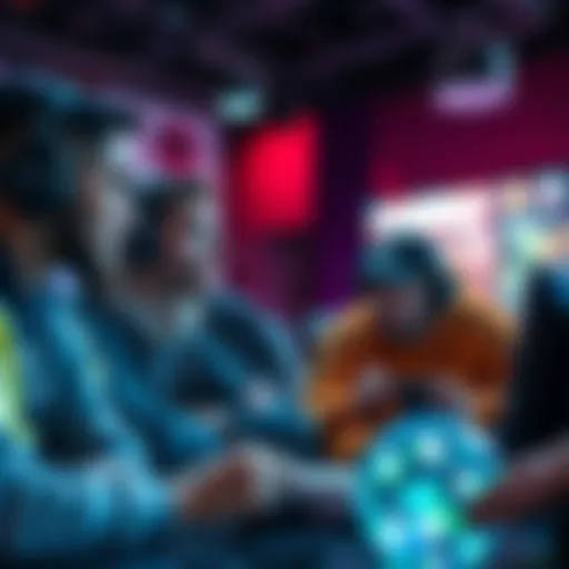 A group of players discussing strategies, focused on support roles in a gaming environment