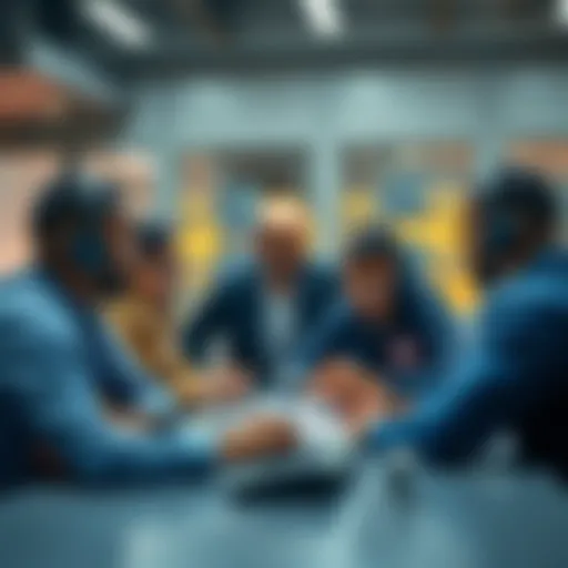 A diverse group of team members engaged in a strategy meeting, reviewing performance metrics and discussing potential changes for the upcoming season.