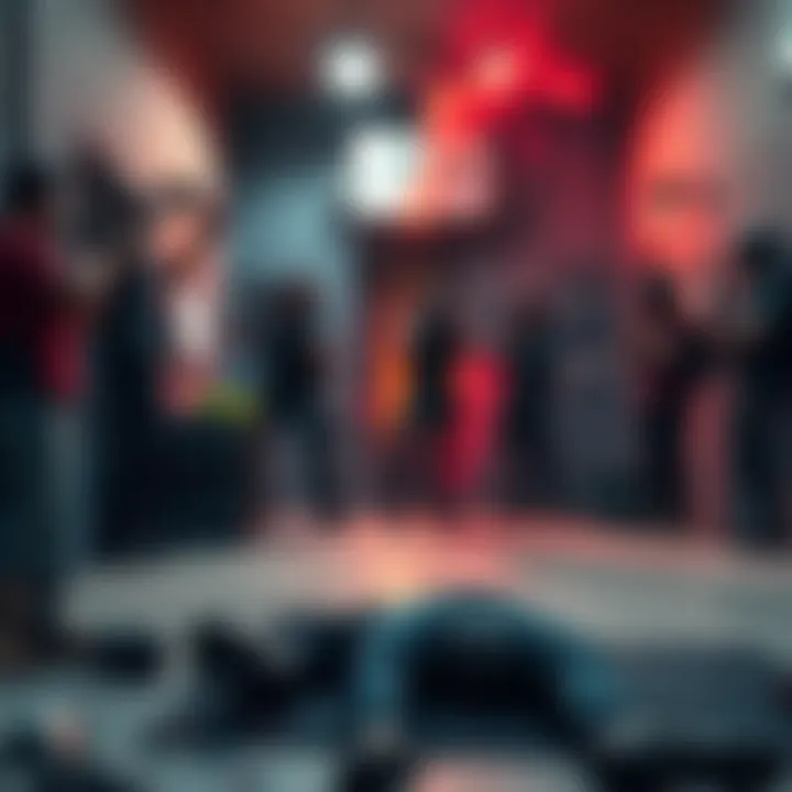 A gaming team cheers as they find a supply drop in a building, preparing for battle with their fallen teammate in the background.