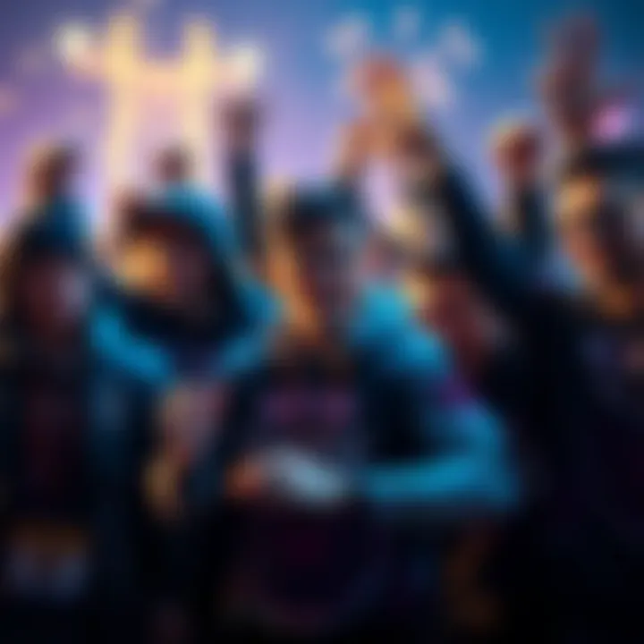 A group of players celebrating a game victory while looking concerned, hinting at recent bug abuse claims.