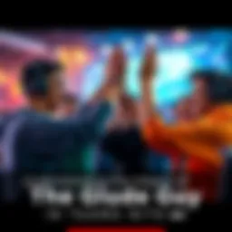 A group of gamers high-fiving and smiling after a successful match, showcasing teamwork and chemistry.