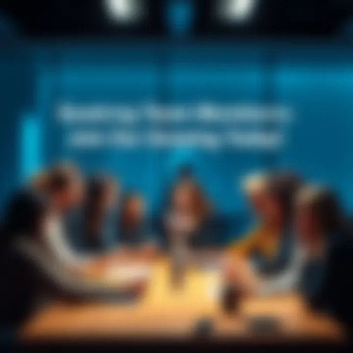 Team Collaboration A diverse group of people brainstorming and discussing ideas around a table