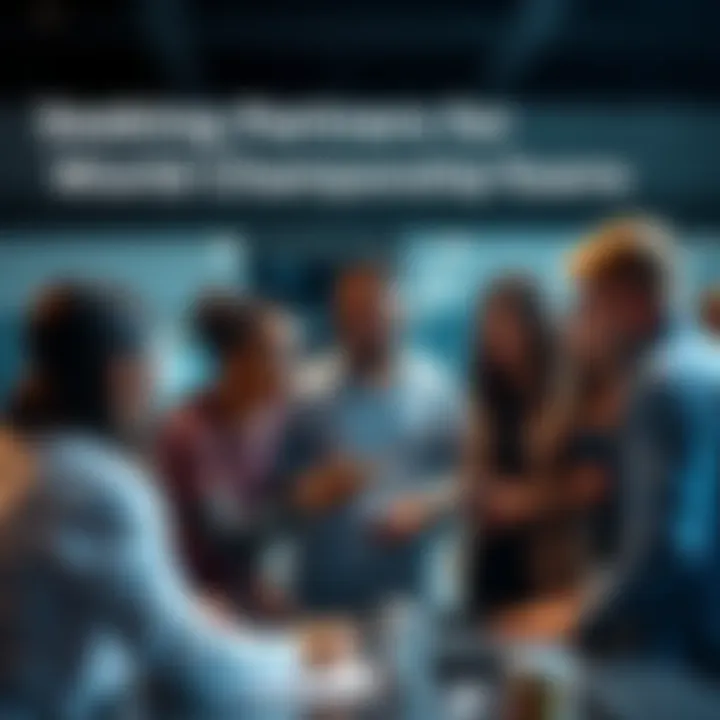 A group of diverse individuals discussing and planning together for a competition.