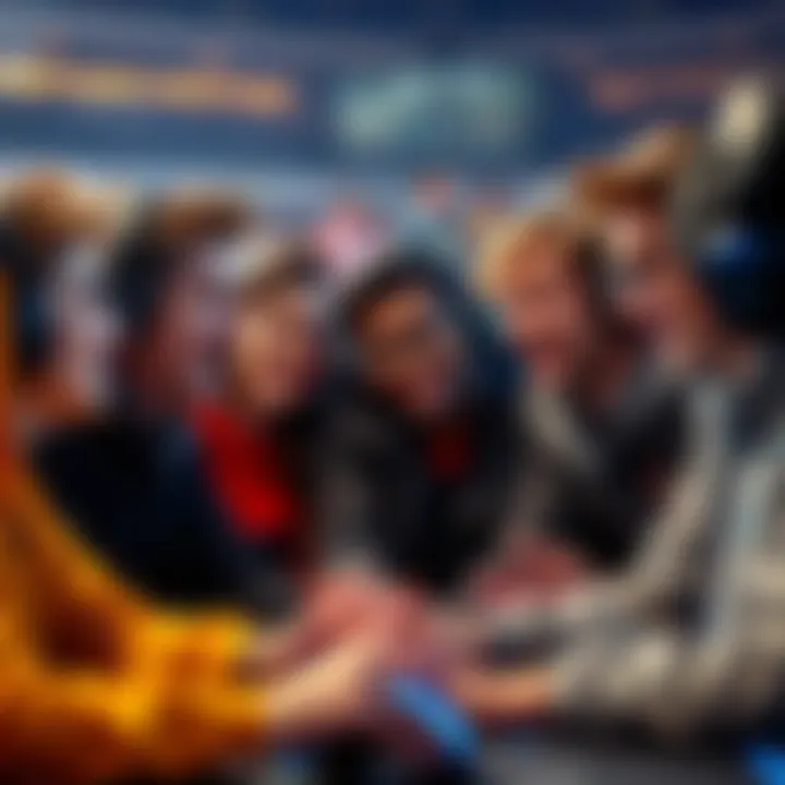 Team Communication After a Match A group of gamers discussing strategies after a multiplayer match, showing mixed emotions on their faces.