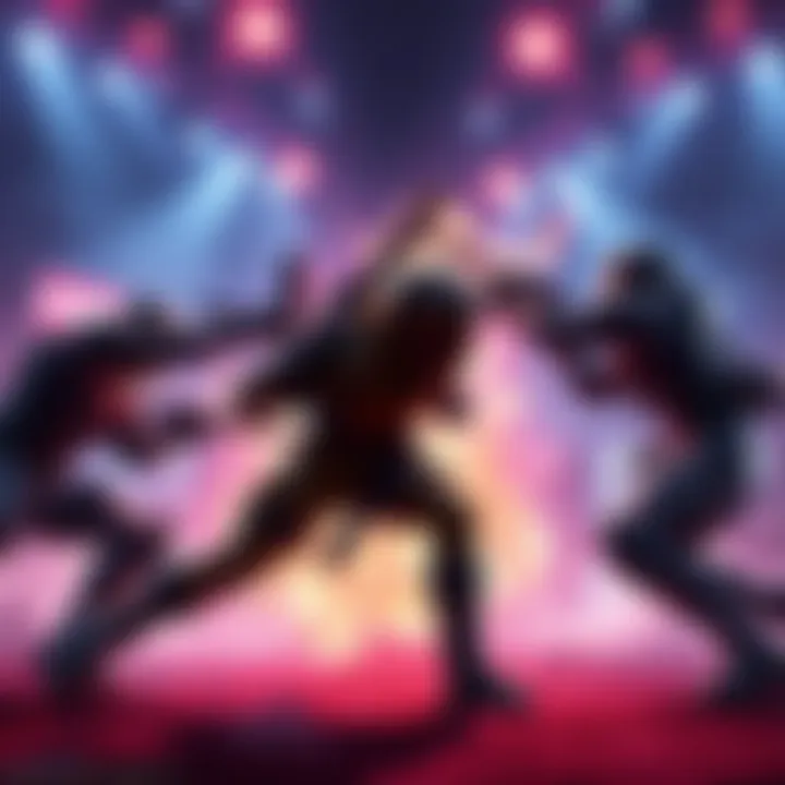 Players engaged in a team fight using the piledriver move to reposition opponents