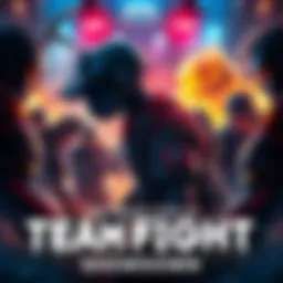 Team Fight Showdown Various squads preparing for a team fight with intense strategies in a competitive atmosphere