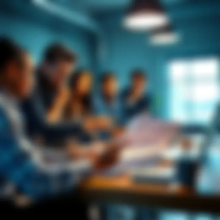 A group of diverse team members gathered around a table, visibly frustrated while reviewing a project document. They are pointing at the paper and expressing concerns about missed tasks and communicat...