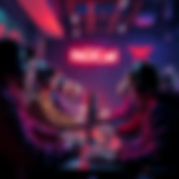 Gamers from Team NuCal engaging in a marathon gaming session focused on faction upgrades in a lively setting.