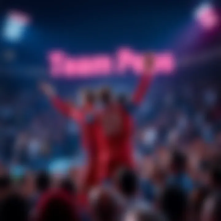 Team Peps players in action during the showmatch with a crowd cheering