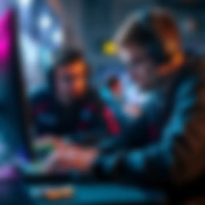 Two players working together in a game setting, coordinating strategies and maintaining focus to improve their rank.