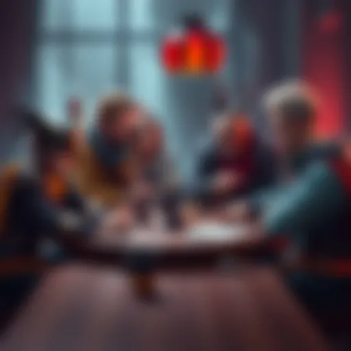 A group of Rook characters working together at a table, showing teamwork and strategy; some characters appear hesitant, suggesting a recent shift towards betrayal in the game.