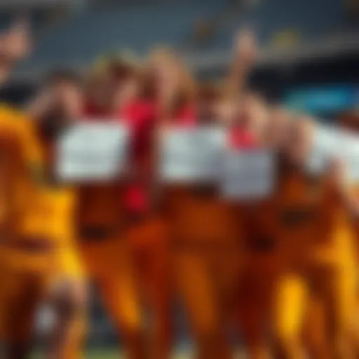 A group of teammates laughing together, holding signs with the nickname The Bloompkin, showing teamwork and creativity