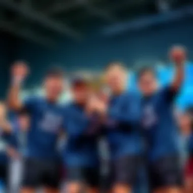 Team Squibbly members celebrating their victory at the competition, holding a trophy with smiles and excitement.
