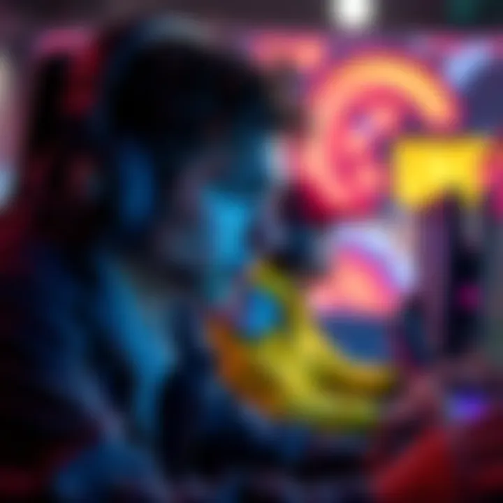 A competitive gamer showing frustration after a teammate quits during a match due to poor wifi connection. The player's face reflects disbelief and disappointment while playing in a colorful gaming se...