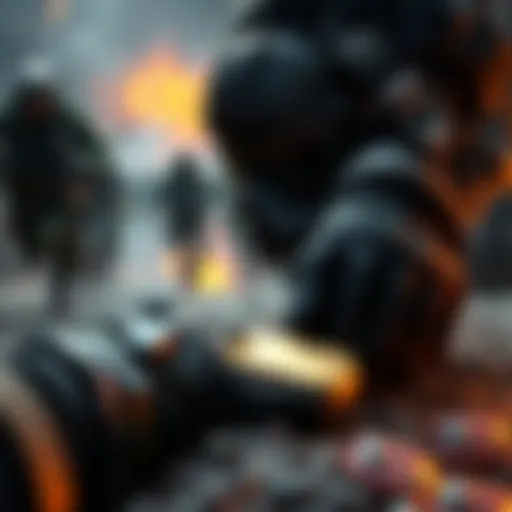 A player reaches for a dogtag on the ground while a teammate presses the revive button, with an enemy squad in pursuit in the background.