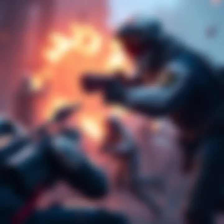 A player uses a revival tool to bring back a downed teammate in a battle setting, showcasing teamwork and strategy in gameplay.