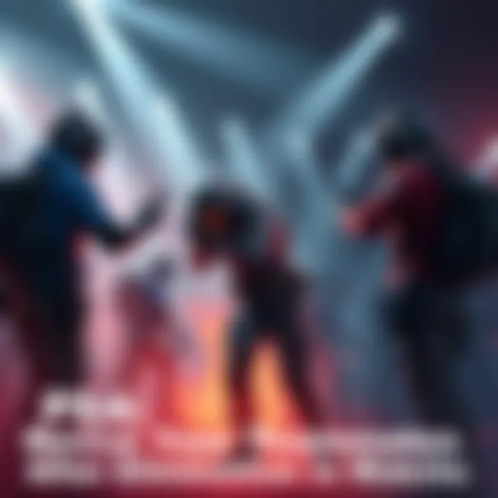 Teammates reviving a player in a game In a competitive game, one player is reviving another who was fully eliminated while two other teammates communicate nearby.