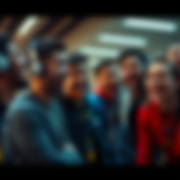 Group of teammates laughing and making silly sounds that resemble animals during a team activity