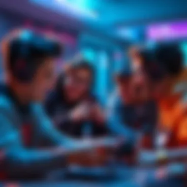 A group of gamers collaborating on a mission, sharing laughs and strategies during a multiplayer game session.
