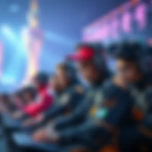Various esports teams preparing for a showdown at the Champs event in Shanghai, showcasing their logos and intense focus.