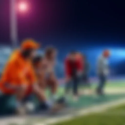A group of athletes discussing game strategies on the sidelines during finals season