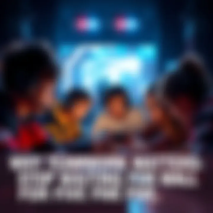 A group of five players strategizing during a tense moment in a competitive video game match.