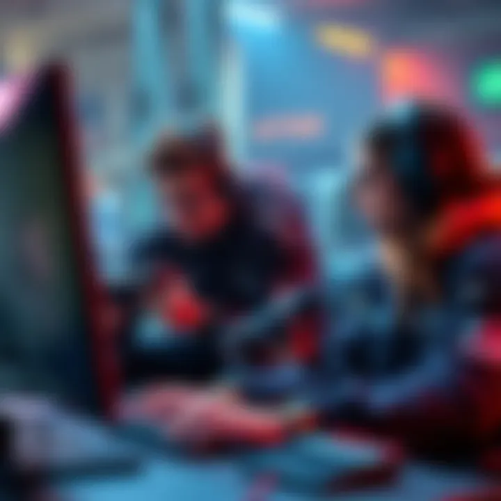 Team working together in a game Two players collaborating in a video game to achieve a win