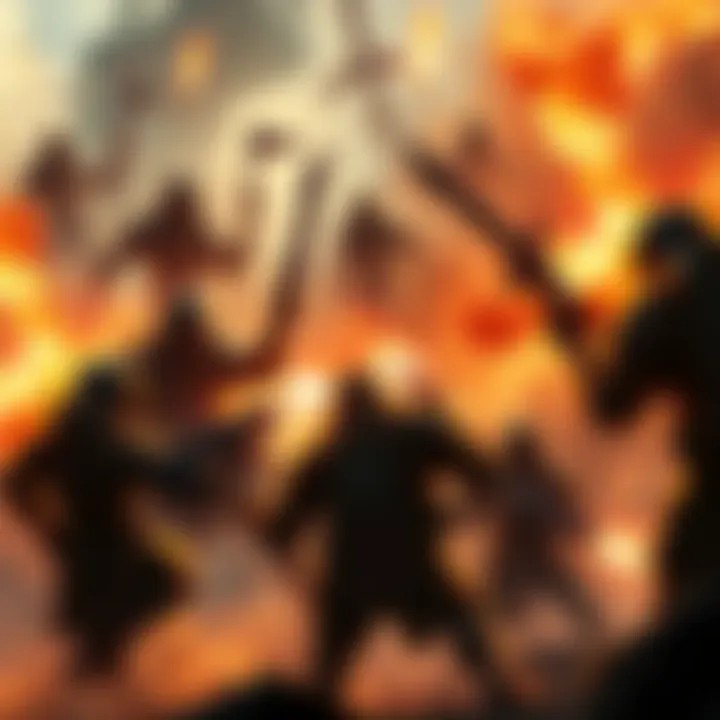 A group of players working together during a horde siege battle, coordinating their attacks and strategies in Blitz mode.