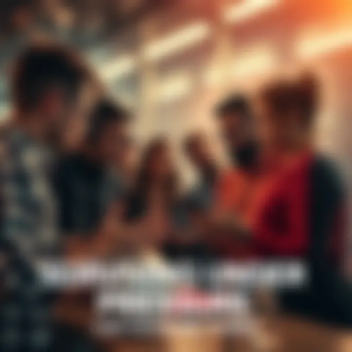 Teamwork in Action A group of people collaborating under pressure, discussing strategies in a tense environment.