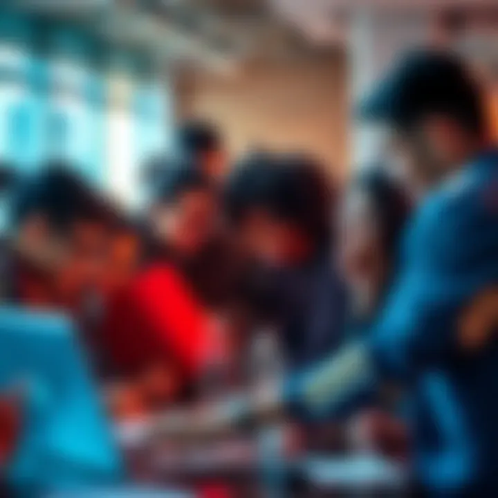 Teamwork in Action A diverse group of people collaborating on a project, demonstrating teamwork and communication