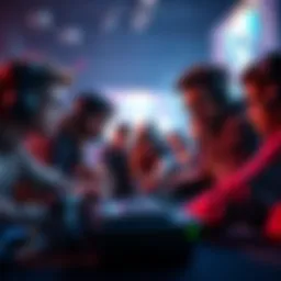 A group of diverse gamers collaborating during a match, illustrating teamwork and strategy over just damage output.