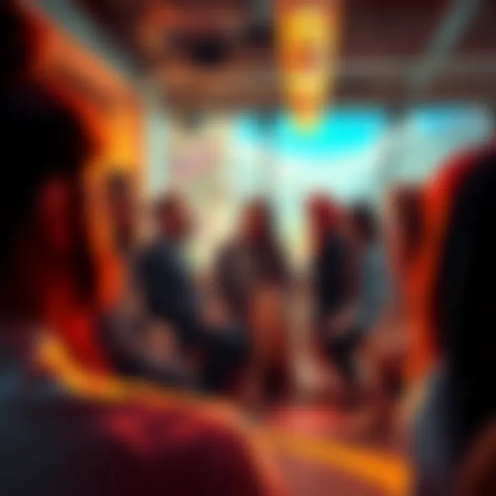 A group of people discussing technology and ideas at a tech Druid meetup