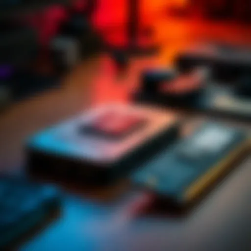 Tech Parts from Military Training A close-up of an AMD 5800x3d processor and two RAM kits displayed on a wooden desk