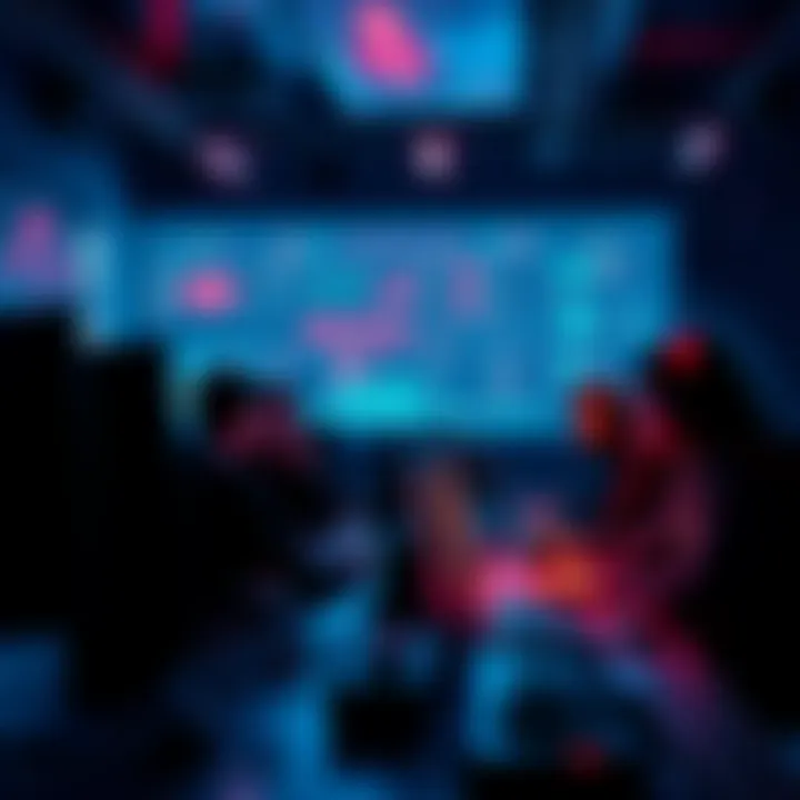 A group of gamers discussing tech support issues on a user board, with PCs and gaming gear visible in the background.