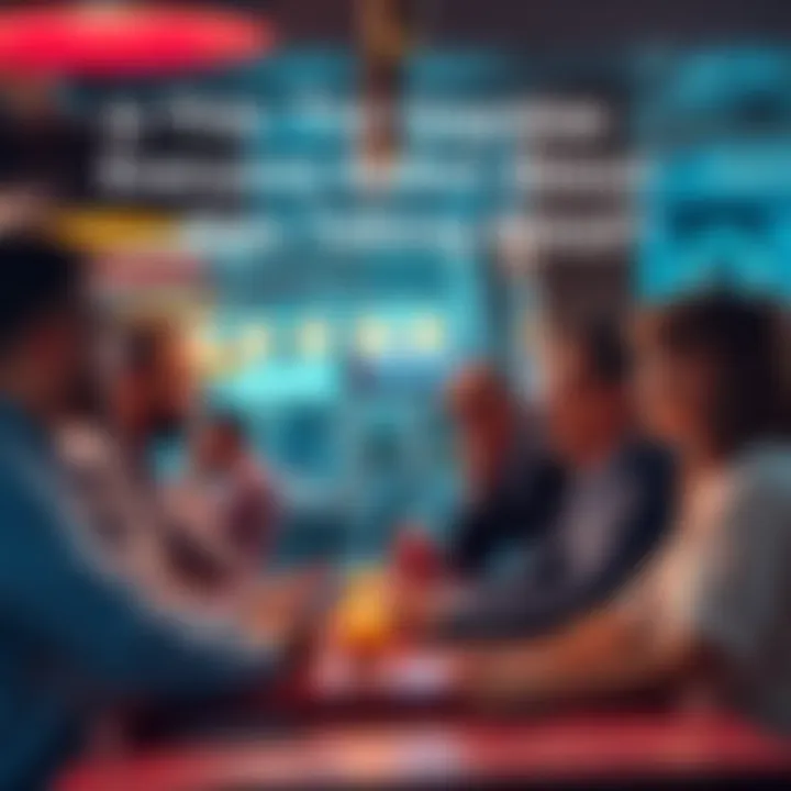 A group of people talking about the latest technology upgrades and trends at a café.