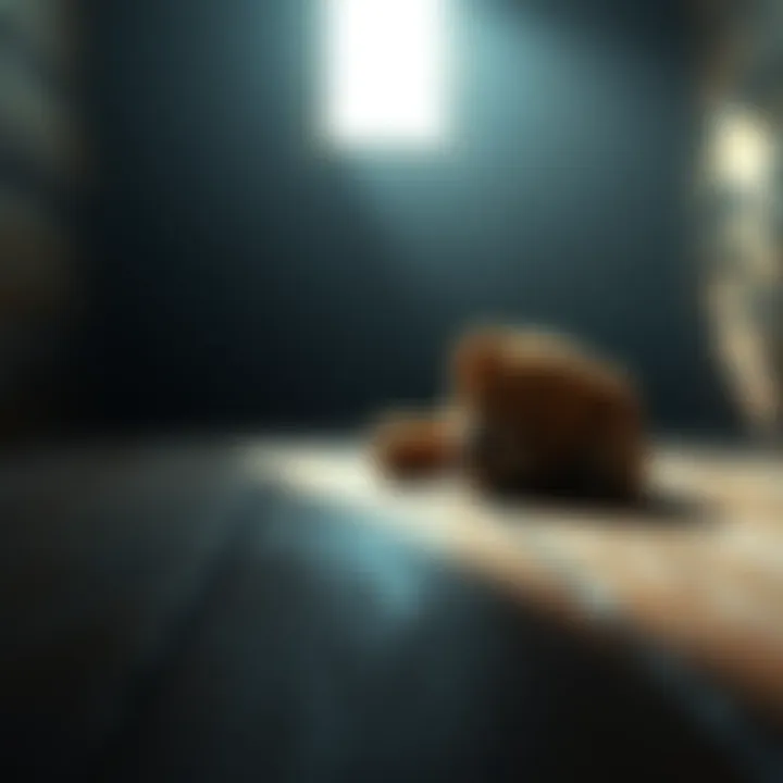 A teddy bear lying on a wooden floor inside a cabin, surrounded by shadows and dim light, representing a choice not made in a game.