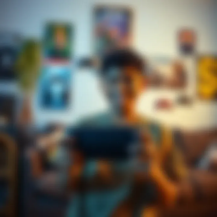 Teen boy holding a video game console A 15-year-old boy from Ethiopia smiles while holding a gaming console in a cozy living room, surrounded by gaming accessories and posters.