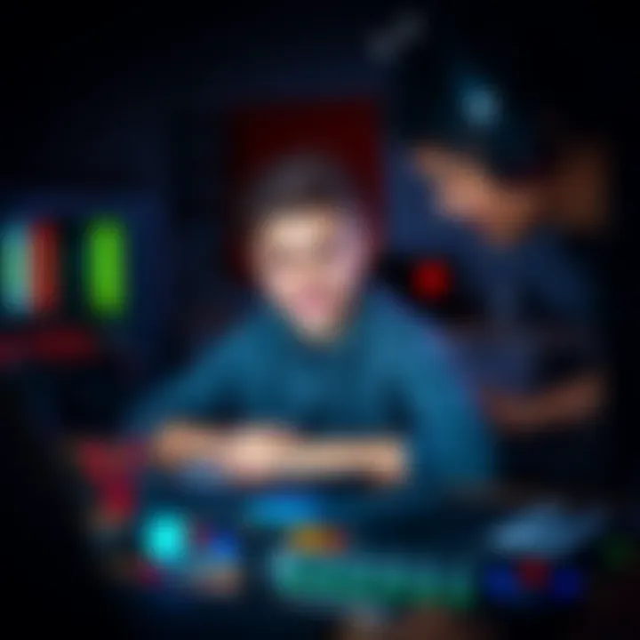 A 15-year-old boy assembling a gaming PC, surrounded by computer components and tools, with a smile on his face as he receives guidance from a parent.