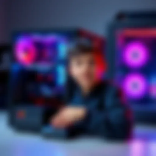 A 14-year-old proudly showcasing their custom-built gaming PC featuring an AMD 7800X3D CPU and RTX 5060 GPU, set in a stylish Lian Li case